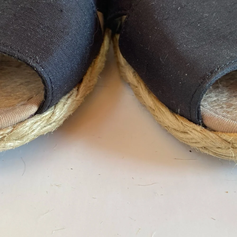 NWT Lauren Ralph Lauren - Black 'Cecilia' Shantung Silk Espadrille Wedge 10B